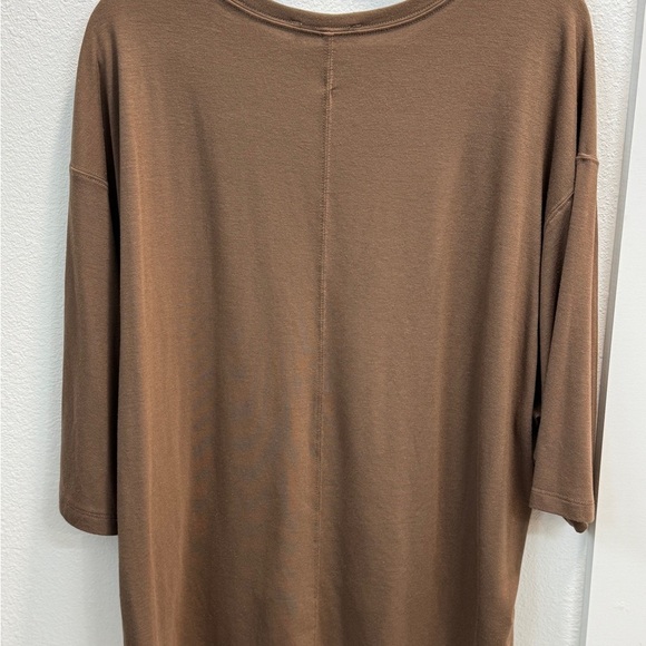 Zenana Outfitters Brown Tunic with Rounded Neckline Long Sleeves and Relaxed Fit - Picture 4 of 4